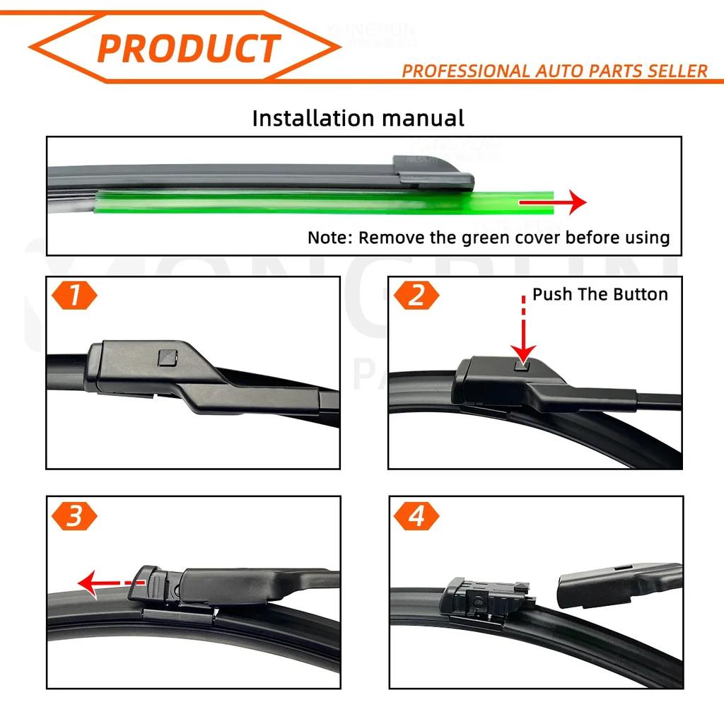 3PCS Car Wiper for SEAT Ibiza 6L 2006-2008 Front Rear Windshield Four Seasons durable Accessories 2006 2007 2008