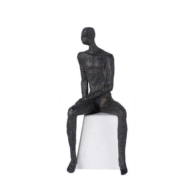 Creative Abstract Metal Human Sculpture Craft Irregular Thinker Statue Bar Cabinet Entryway Ornament Gift Indoor Decoration