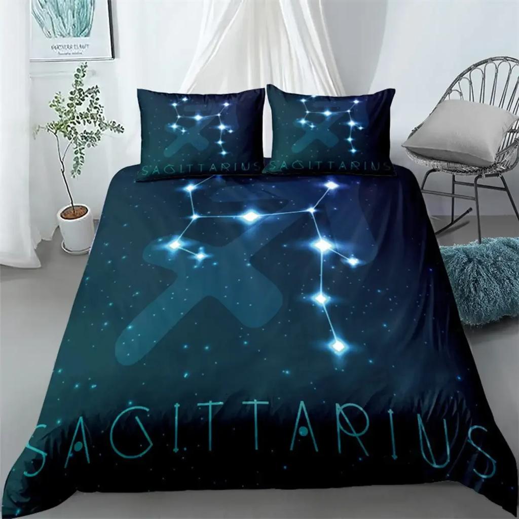 Comforter Constellation Psychedelic Galaxy Astrology Hippie Mystery Compass Blue For Bedroom Decoration Warm Soft