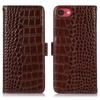 For iPhone 16e Case Crocodile Texture Genuine Cow Leather Phone Wallet Cover
