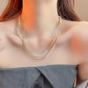 French long metal pearl splicing sweater chain stacked with multi-layer collarbone chain European and American style versatile personality necklace