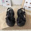 Women's Layered Bow Platform Sandals - Thick Cushioned Sole with Adjustable Ankle Buckle for Summer Casual Wear