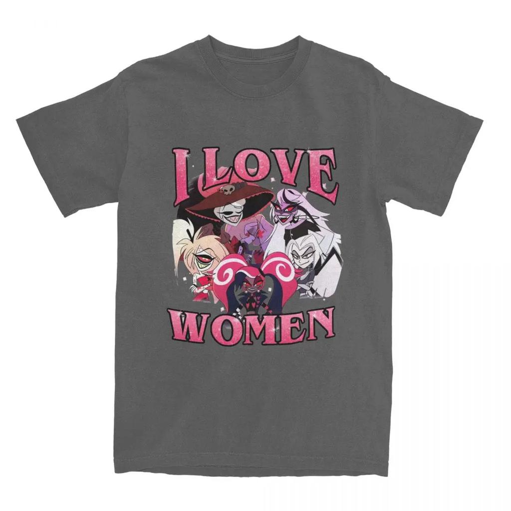 Hazbins Hotels I Love Women Men's T Shirt Awesome Tee Shirt Short Sleeve Crew Neck T-Shirts 100% Cotton Gift Idea Clothes