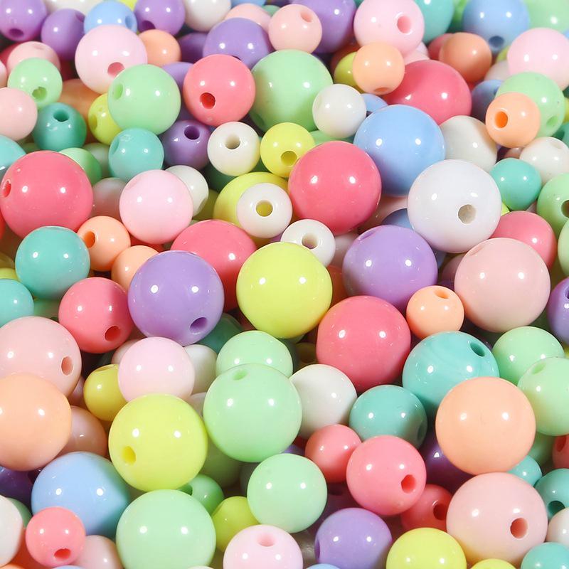Acrylic Round Beads - Solid, Candy & Spring Colors for Children's DIY Projects