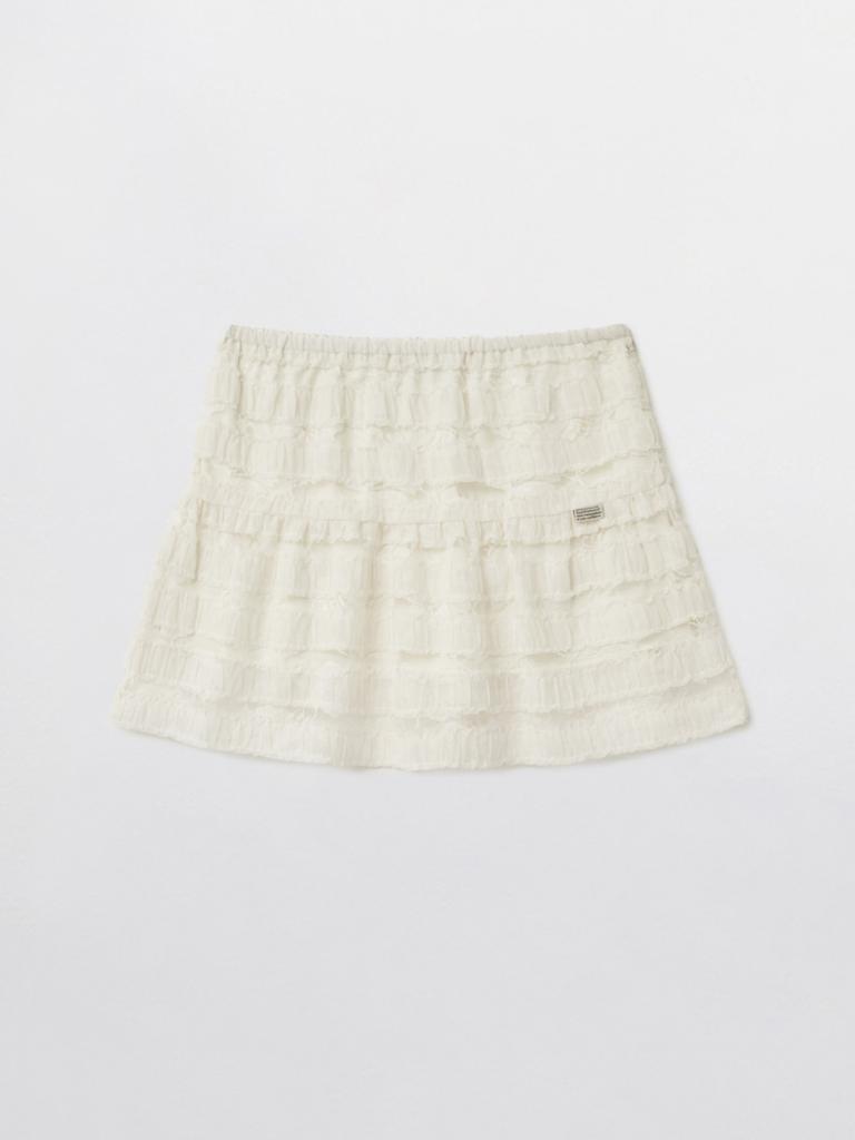 Pibeuseupibeuseu Layered Lace Mini Skirt / Cream