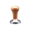 Electroplated Coffee Tamper with Flat Bottom and Beech Wood Handle, 51/53/58mm Threaded Base for Espresso Machines