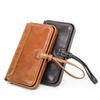 Full-Grain Lambskin Women's Wallet with Metal Hinge and Leather Hand Strap