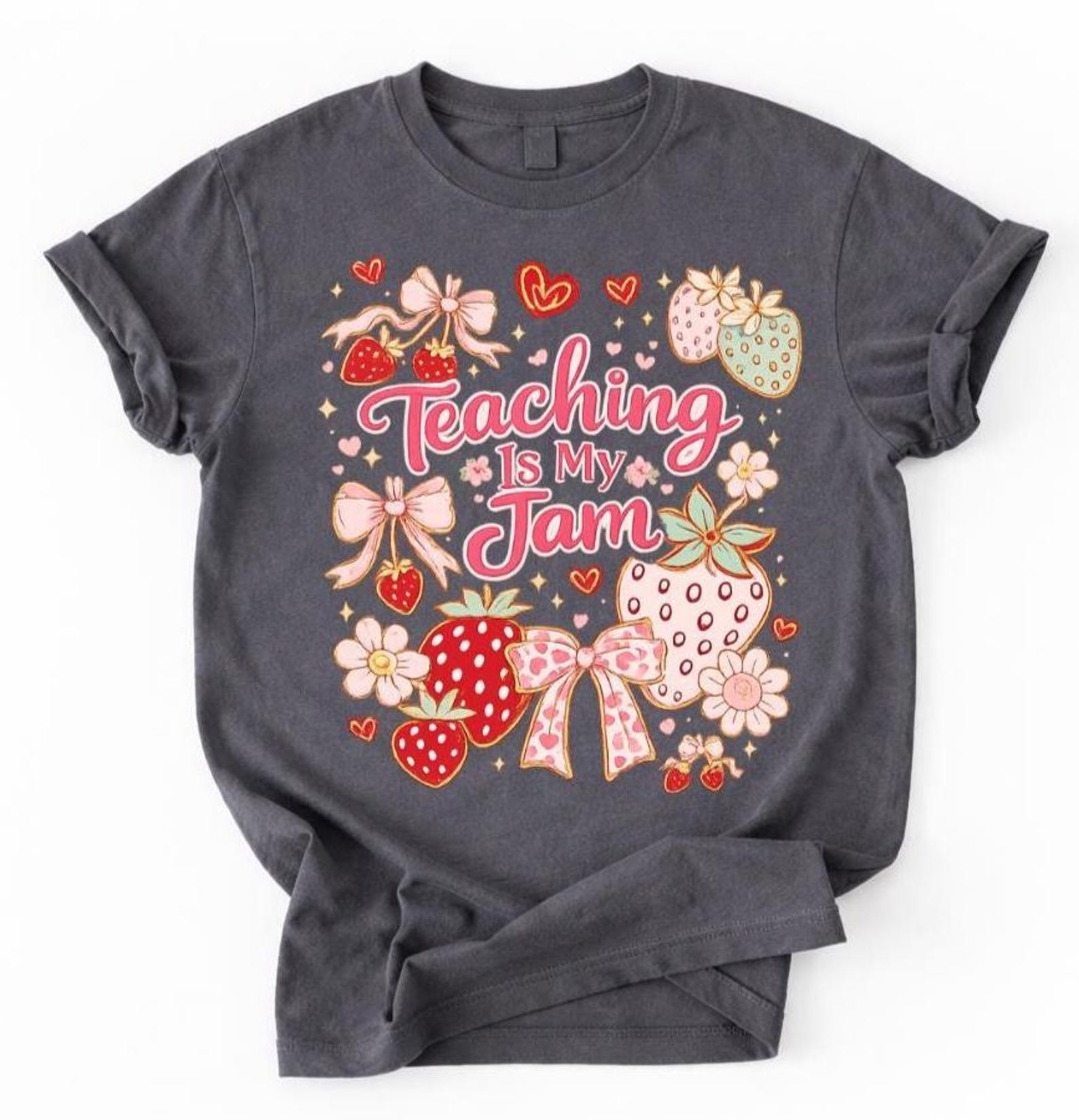 Comfort Colors Teaching Is My Jam Shirt, Teacher Appreciation Gift Tee, Kindergarten Teacher Shirt, Teacher Shirts, Strawberry Teacher Shirt 4XL