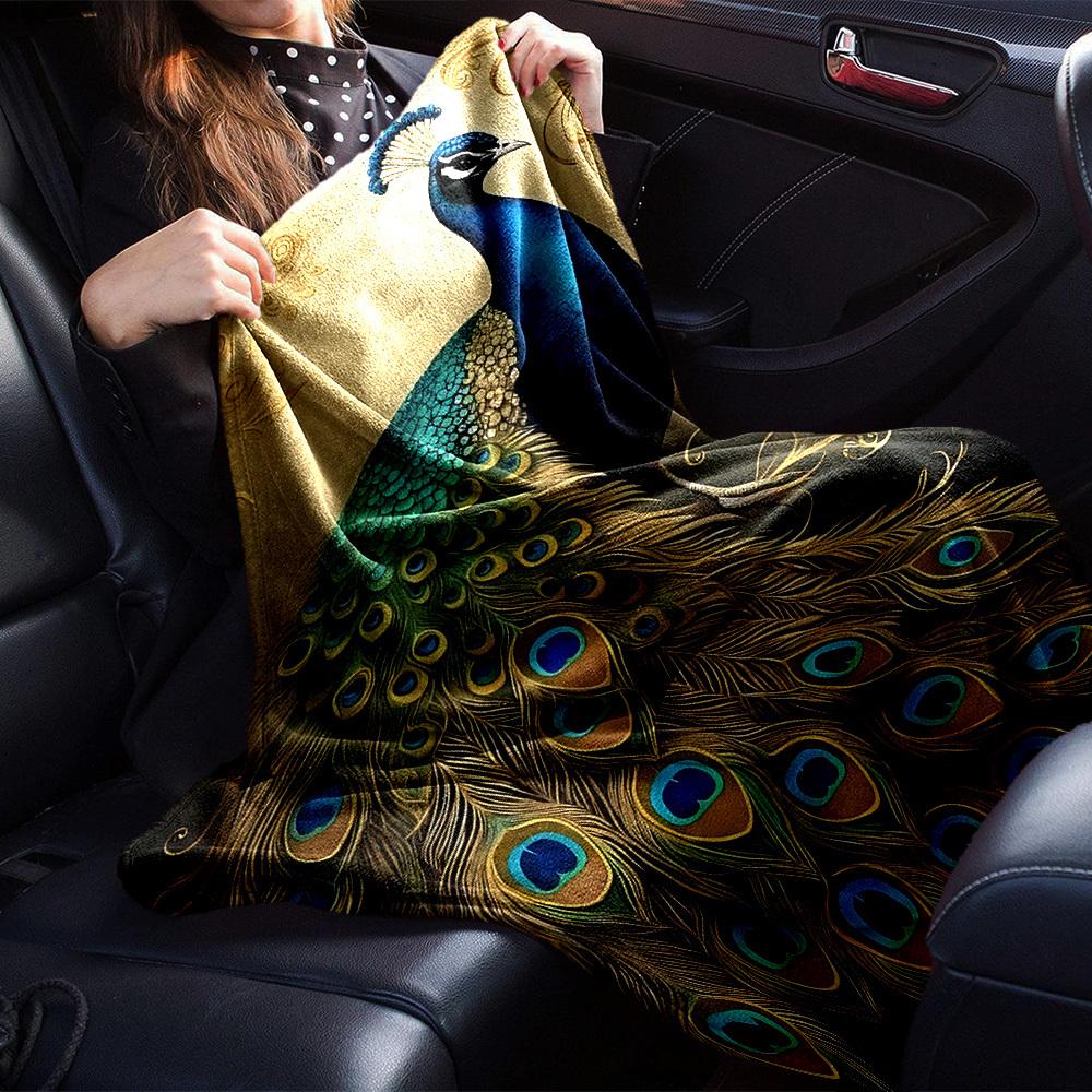 1pc Peacock Pattern Throw Blanket Soft Flannel, Cozy All Season Polyester Perfect for Home, Office