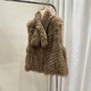 Autumn and winter new two wear fox hair encrypted strips short vest vest young fashion fur coat women