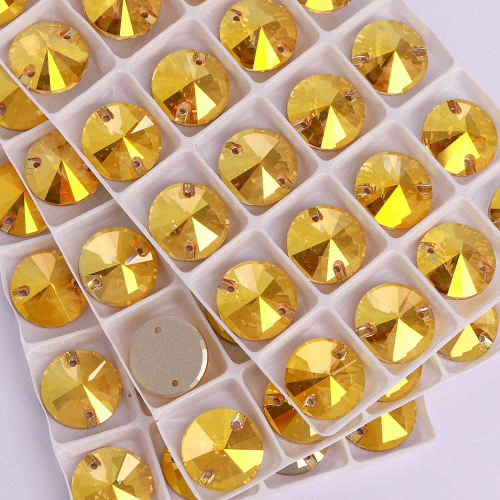 High Quality Rivoli 80+ Colors Rhinestones Crystal AB Sew-on Glass Gems Clothing Flatback Sewing Stones Women Bling Bling Shine