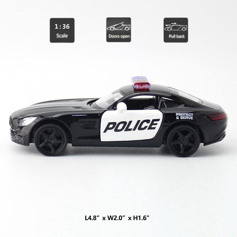 1/36 Scale Benz AMG GTS Police Car Model Car Diecast Toys for Kids Boys Gift Pull Back