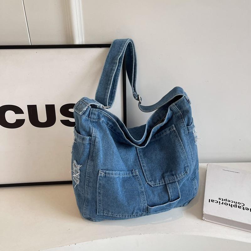 New large-capacity denim shoulder bag season new casual versatile fashion oblique span bag commuter women's bag