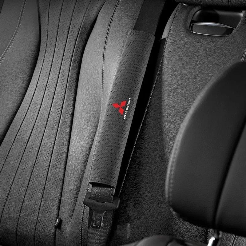 2PCS Suede Car Seat Belt Protection Cover for Mitsubishi Ralliart ASX OTO Lancer9 Colt V33 Cordia Pajero Outlander Eclipse UYE2