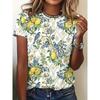 T-shirt à imprimé floral tendance pour femme T-shirt décontracté amusant à col rond et manches courtes T-shirt d'été pour femme