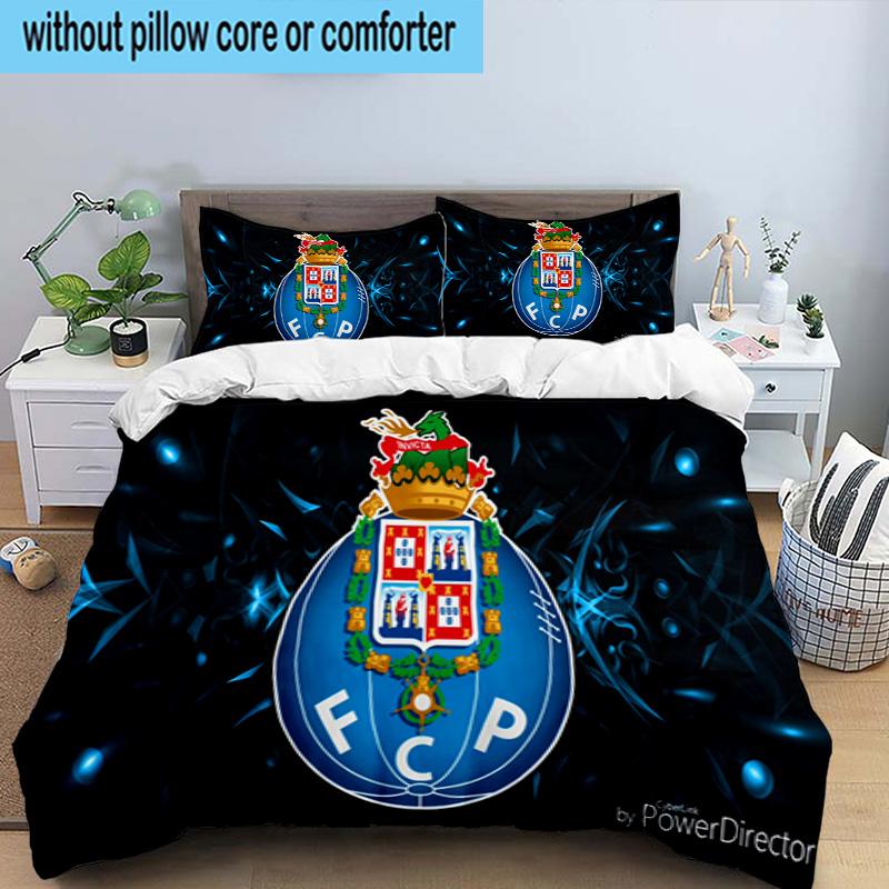 3PCS Fc Porto Crest Design Printed Bedding Set, Includes A Duvet Cover and Two Pillowcases for Bedroom, Suitable for All Seasons
