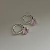 French Pink Diamond Heart Ear Cuffs - No Piercing Ins Niche Sweet Cool Earrings for Women