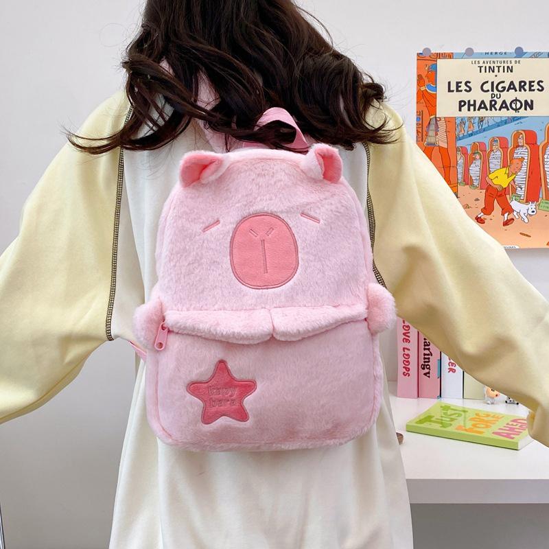 Kawaii New Capybara Plush Backpack for Women Versatile Cartoon Funny Capibala Bag Large Capacity Tote Bag Gift