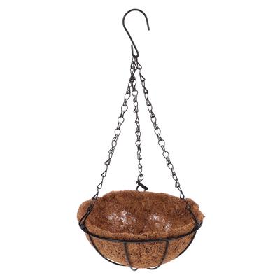 12 Inch Hanging Planter Coconut Fiber Basket Round Rustproof Steel Wire Plant Holder Indoor Outdoor Balcony Decorative Hanging