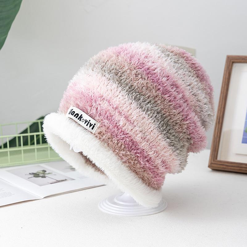 New Loose Dandy Hat Lazy Style Gradient Beanie Hat Fashion Winter Hats For Women Streetwear Multicolour Warm Hats For Girl