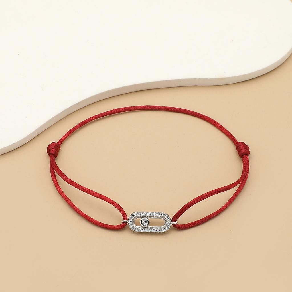 New Simple Fashion Women's Can be moved Round Zircon Rope Bracelet Lace up Chain Adjustable Rope Bracelet jewelry accessory