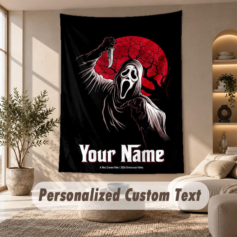 Tapestry Custom Name Text, Wall Hanging Tapestry Home Room DecorScream Ghostface
