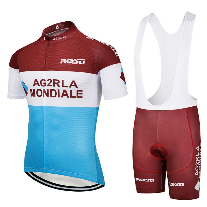 Checked AG2R cycling suit short-sleeved suit top men s road mountain bike cycling suit silicone shorts bicycle XS