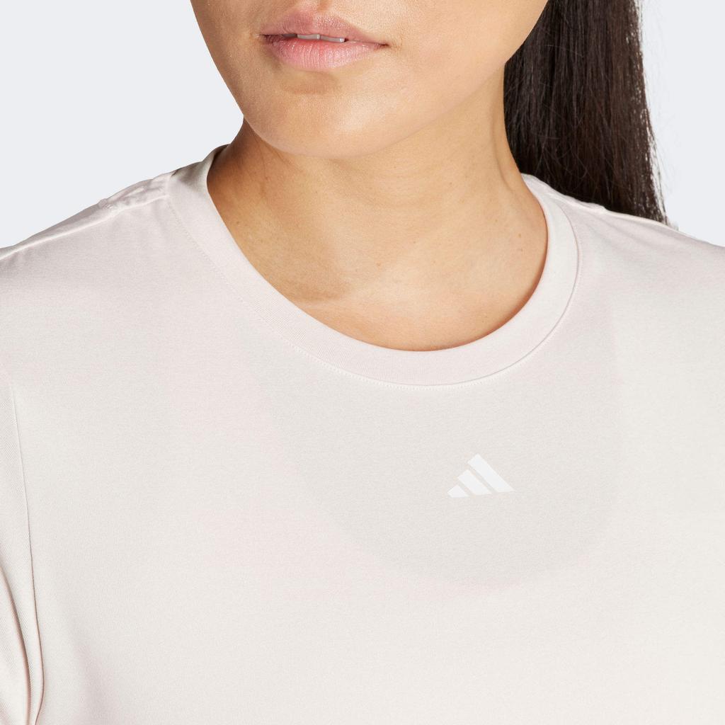 Adidas Solid Color Crew Neck Short Sleeve T-Shirt Women Tops White IT9225