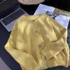 Autumn new retro sweater jacket fashion loose yellow knitted cardigan women's clothing