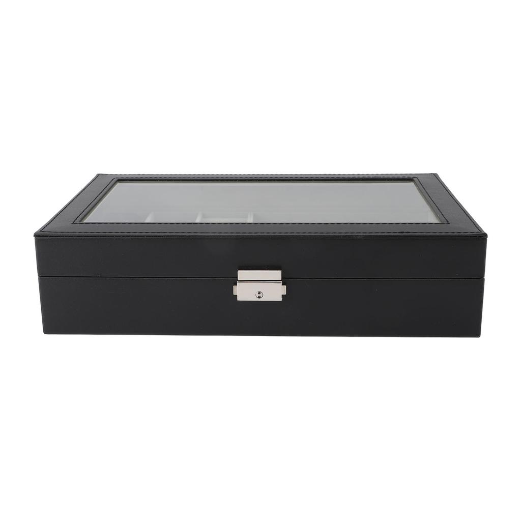 Watch Storage Box Waterproof Dustproof 4 Slots 3 Glasses Compartments Ring Layer Watch Case Organizer for Jewelry