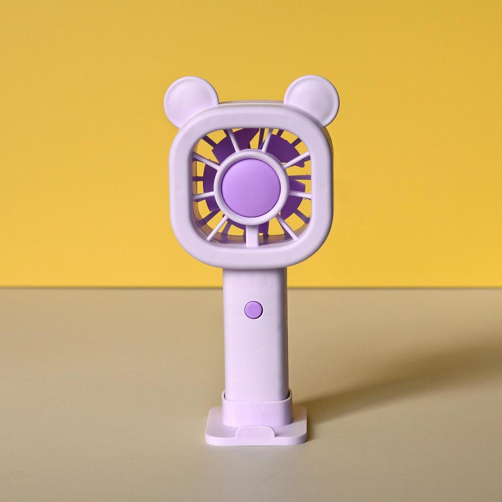 Mini Handheld Cartoon Crown Bear USB Rechargeable Three-Speed Portable Fan