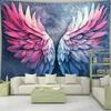 1 Piece Knitted Polyester Feather Wings Tapestry Wall Hanging - Vivid Pink and Blue Fantasy Wings Design for Bedroom Living Room
