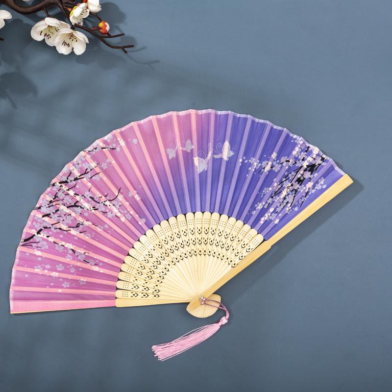 Classical Chinese Dance Fan - Handmade Bamboo Folding Fan for Wall Decor, Performance Costume & Partition Screen