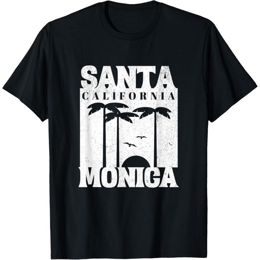 Santa Monica Beach, Cool Retro 80s Simple Graphic T-Shirt(1) S