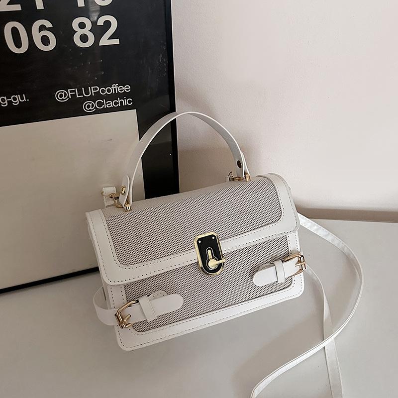 

Fashion high-end portable small bag women s new contrasting color splicing small square bag casual simple messenger bag белый