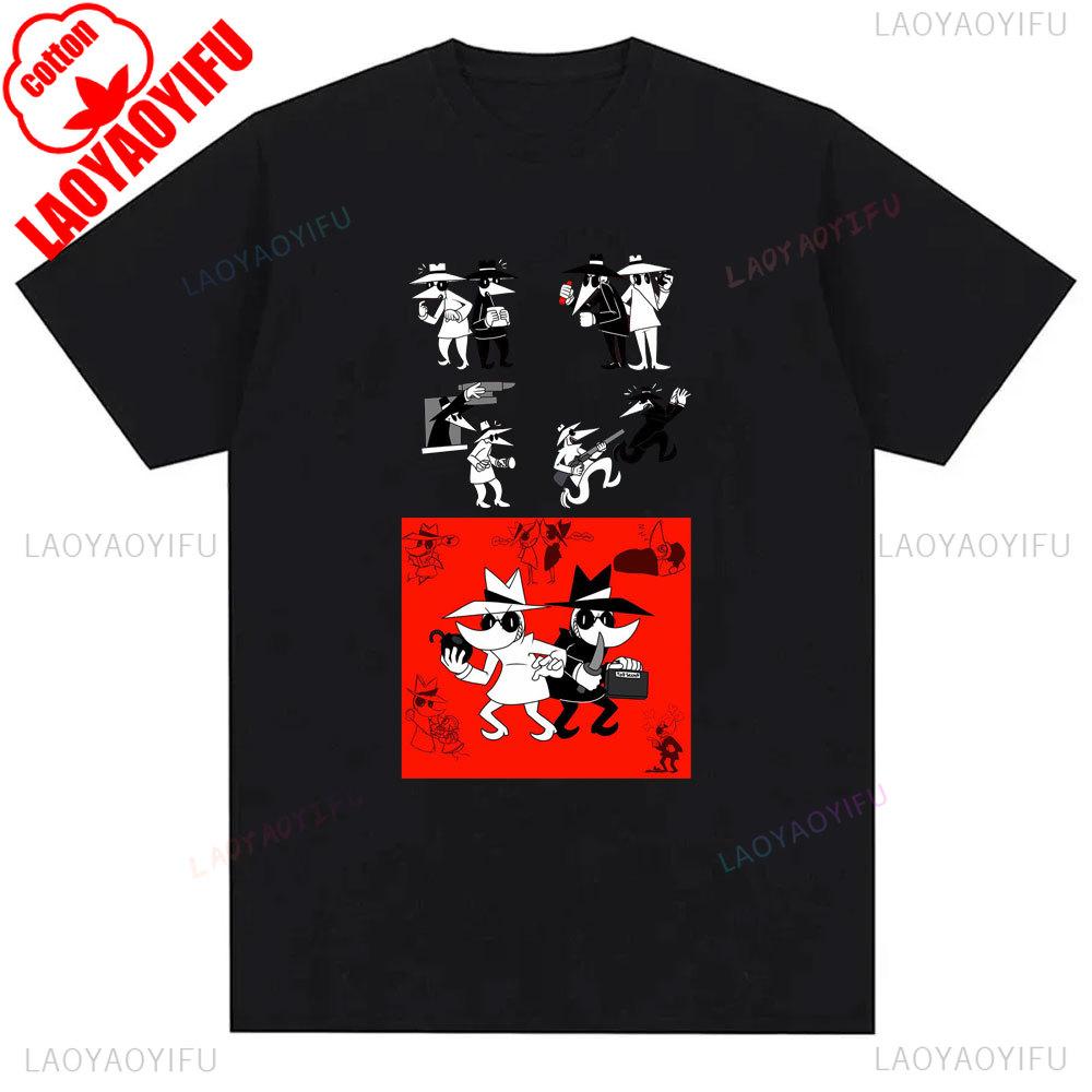 Spy Vs Spy Unisexs T Shirt Summer Cotton Crew Neck Humorous Retro 80s Cartoon Graphic Print Funny Vintage Inspired Fashion Tee