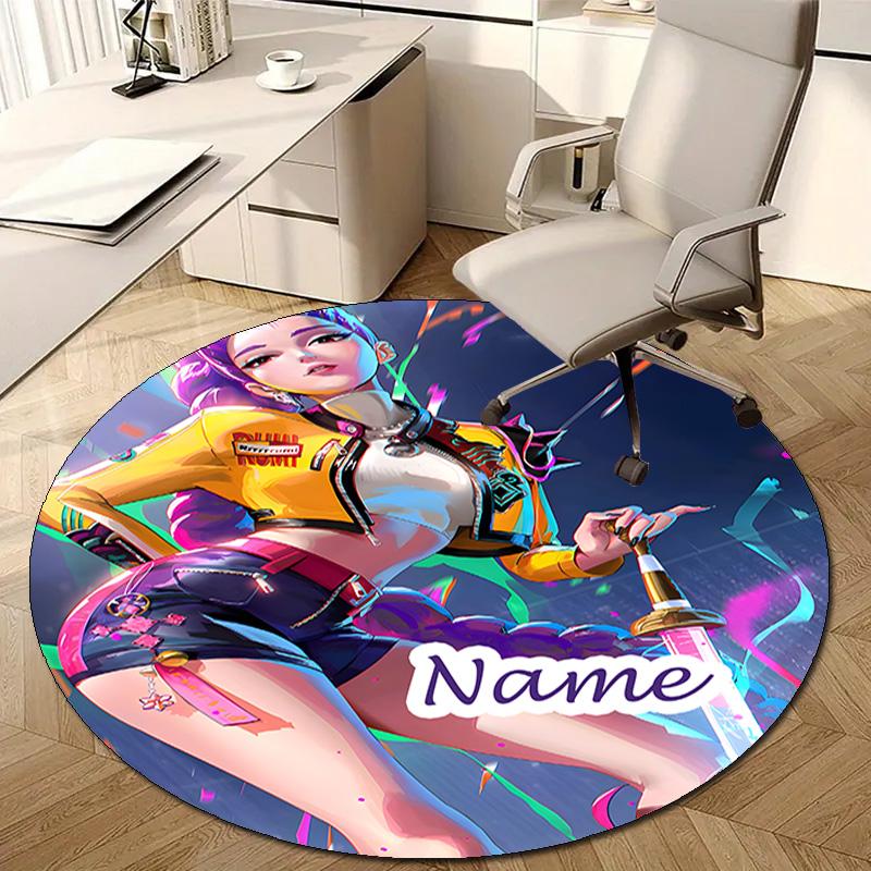 Personalized K-KPop Demon Hunters Round Chair Office Rug - Perfect for Mat, Office Chair & More - Ideal Gift for Birthdays and Holidays