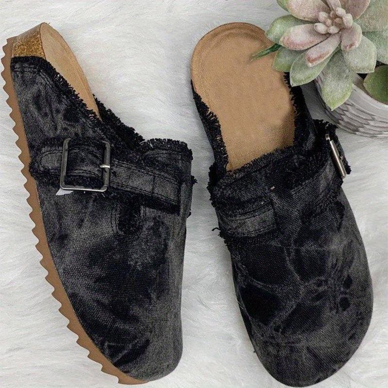 2025 Spring and Autumn New Large Size Slippers Female Leopard Print Baotou Half Support Lazy Shoes Soybean Shoes Female