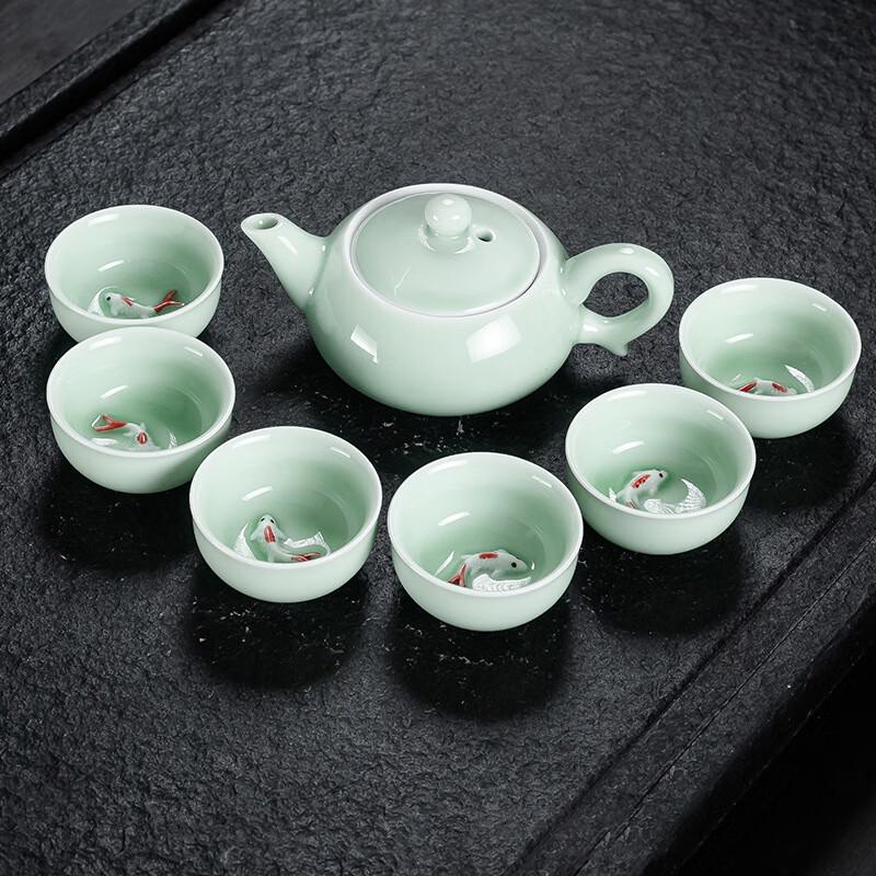 TingLe Simple Hand-painted Ceramic Gongfu Tea Set