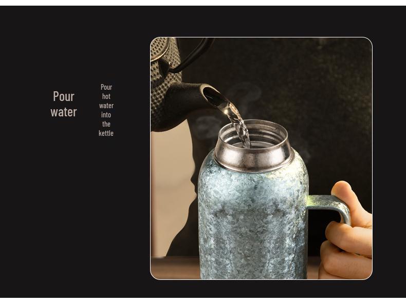 Luxury Titanium Insulated Cup Set with Tea Separator for Men & Women - Portable Design with Handle