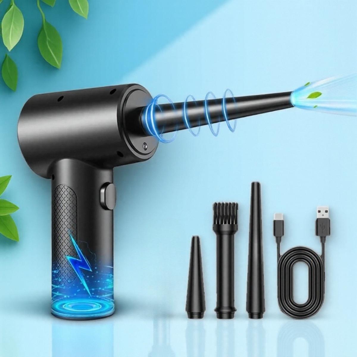 

STONEGO 6000 мАч Перезаряжаемый электрический воздуходув 3 скорости до 51000 об/мин Портативный воздуходув со светодиодной подсветкой для очистки от пыли чёрный