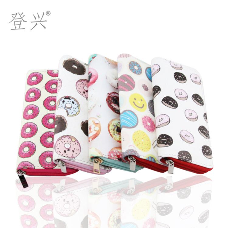 New donut cookie combination PU wallet clutch bag, cartoon wallet
