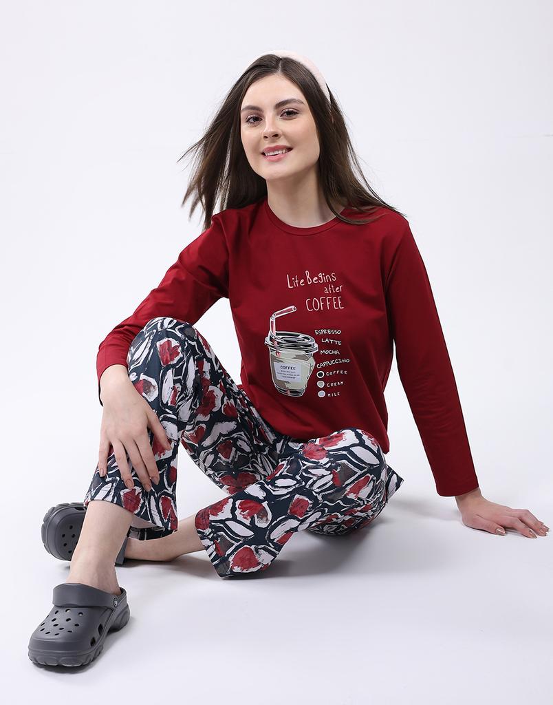 MONTE CARLO Conjunto inferior de manga larga con cuello redondo para mujer