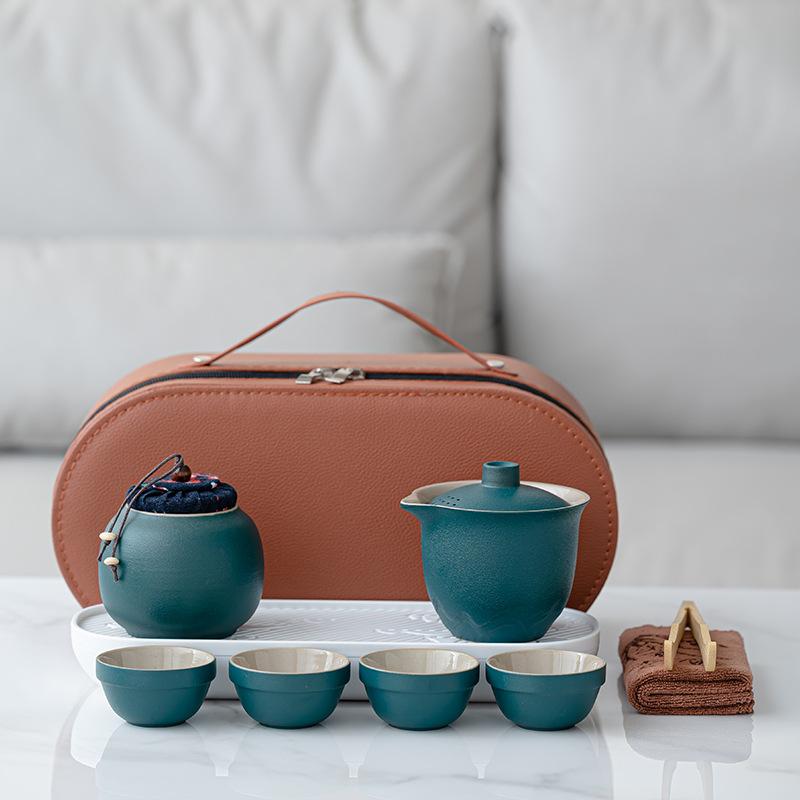 Travel Tea Set Portable Express Cup Cover Bowl Teacup Outdoor Kung Fu Tea Set Business Gift Lettering