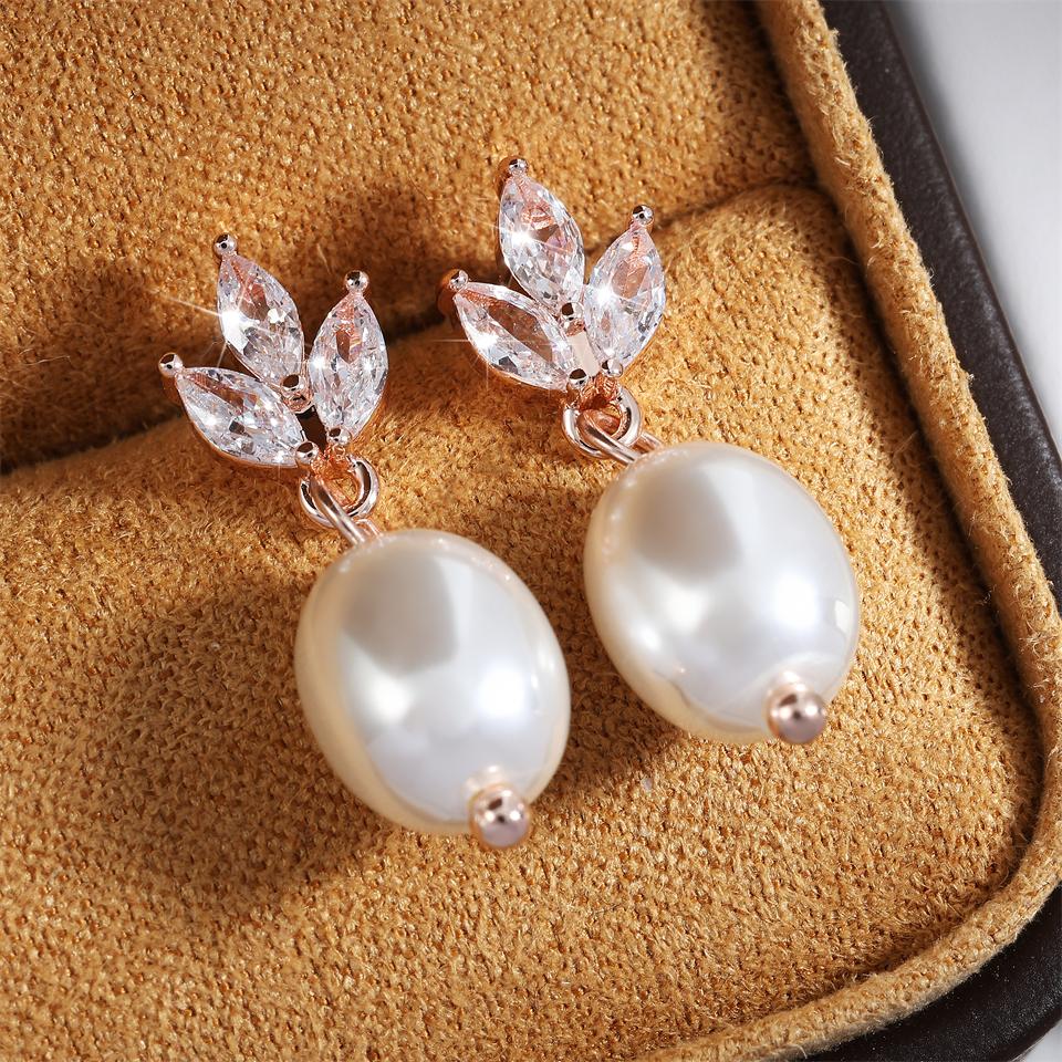 

ZAKOL Элегантные романтичные серьги-капли с листом из имитации циркона для женщин, серебристого цвета, с блестящим цирконием, свадебный циркон