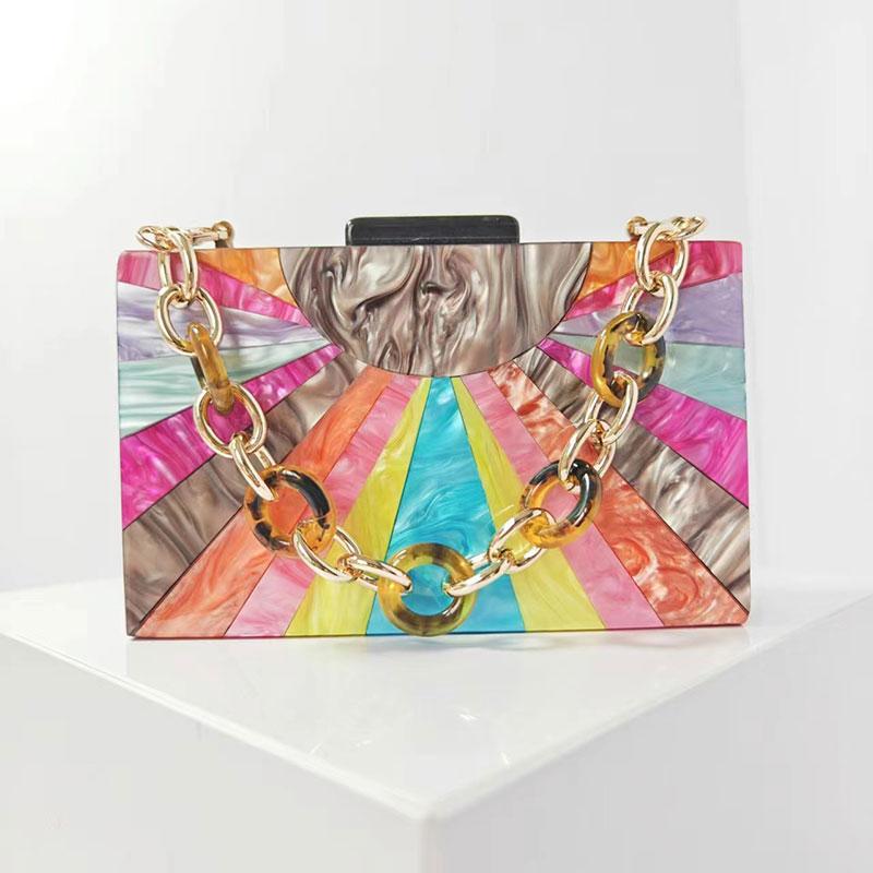 Wallets For Women Handbags Trends Shell Patchwork Clutch Purse Promotion Acrylic Evening Bag Shoulder Crossbody Wedding Banquet