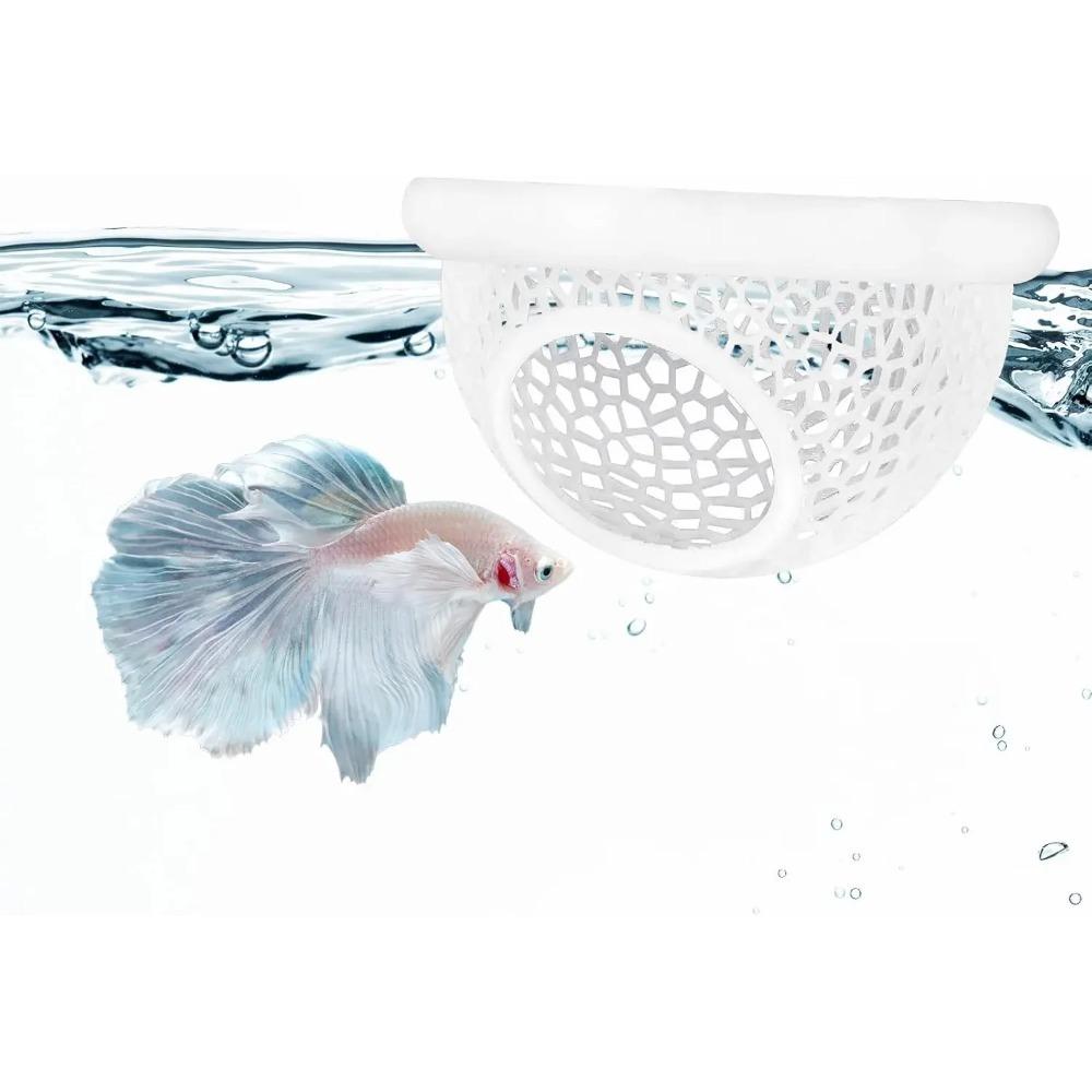 

Aquarium Floating Cave Fish Shrimp Hideout Shelter, 3-in-1 Hammock Feeding Ring Resting Spot Design, Aquarium Accessories белый