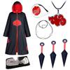 Set pláště Akatsuki s červenými mraky: Obsahuje plášť Naruto, prsten, doplňky čelenky - Ideální pro halloweenský kostým