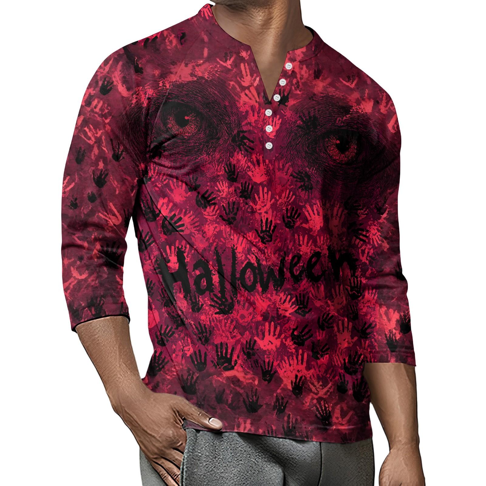 

Мужской контрастный топ реглан на пуговицах с рукавом 3/4 M