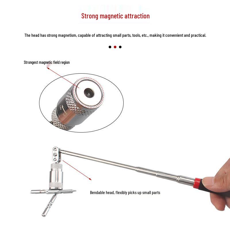 Retractable Magnetic Pickup Tool with LED Light for Car Repairs